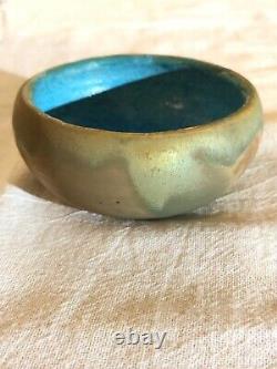 Antique Pewabic Art Pottery Miniature Bowl-Metallic Copper-Detroit-Arts & Crafts