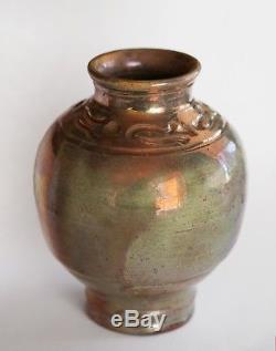 Antique Pewabic Pottery Carved Vase Detroit Circa 1915 Rare Arts & Crafts