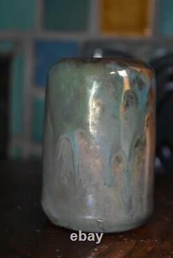 Antique Pewabic Vase Iridescent 4 1/4 Arts Crafts exceptional colors