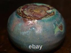 Antique Pewabic Vase Iridescent Beautiful colors EXC condition 2 1/8 Art Crafts
