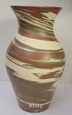 Antique Pottery Vase Arts & Crafts Style NILOAK MISSION SWIRL