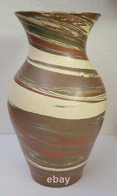 Antique Pottery Vase Arts & Crafts Style NILOAK MISSION SWIRL