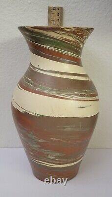 Antique Pottery Vase Arts & Crafts Style NILOAK MISSION SWIRL