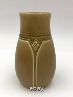 Antique Rookwood Arts Crafts Vase XIX 1919 #1825 Brown Tan Geometric Design