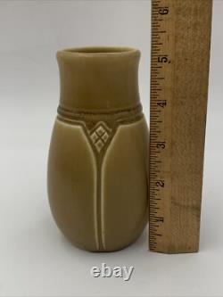 Antique Rookwood Arts Crafts Vase XIX 1919 #1825 Brown Tan Geometric Design