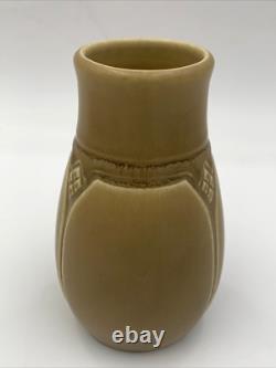 Antique Rookwood Arts Crafts Vase XIX 1919 #1825 Brown Tan Geometric Design
