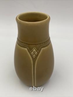 Antique Rookwood Arts Crafts Vase XIX 1919 #1825 Brown Tan Geometric Design