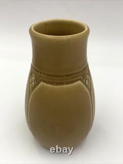 Antique Rookwood Arts Crafts Vase XIX 1919 #1825 Brown Tan Geometric Design