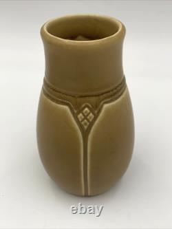 Antique Rookwood Arts Crafts Vase XIX 1919 #1825 Brown Tan Geometric Design