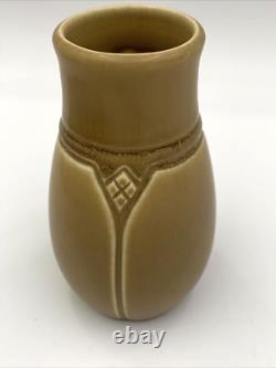 Antique Rookwood Arts Crafts Vase XIX 1919 #1825 Brown Tan Geometric Design