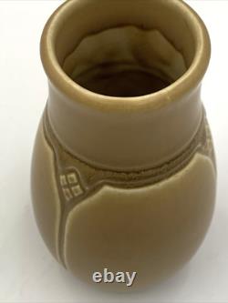 Antique Rookwood Arts Crafts Vase XIX 1919 #1825 Brown Tan Geometric Design