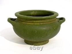 Antique Roseville Pottery Early Carnelian Arts & Crafts Handled Bowl Matte Green