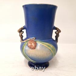 Antique Roseville Pottery Pine Cone Vase Blue Arts Crafts Art Pottery AS IS