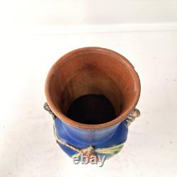 Antique Roseville Pottery Pine Cone Vase Blue Arts Crafts Art Pottery AS IS