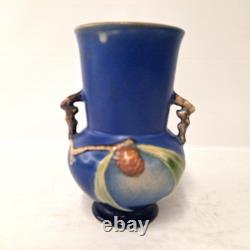 Antique Roseville Pottery Pine Cone Vase Blue Arts Crafts Art Pottery AS IS