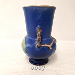 Antique Roseville Pottery Pine Cone Vase Blue Arts Crafts Art Pottery AS IS