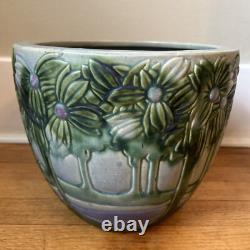Antique Roseville Pottery Vista/Forest Arts & Crafts Jardiniere 9.5x 10.5