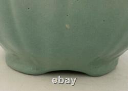 Antique TWO Zanesville Arts & Crafts Pottery Green Jardiniere Vases