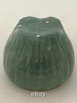 Antique TWO Zanesville Arts & Crafts Pottery Green Jardiniere Vases