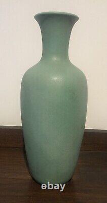 Antique Teco Pottery #64B Matte Green Tall Vase Nice Size