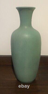 Antique Teco Pottery #64B Matte Green Tall Vase Nice Size