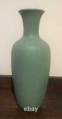 Antique Teco Pottery #64B Matte Green Tall Vase Nice Size