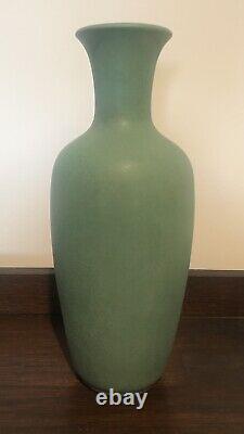 Antique Teco Pottery #64B Matte Green Tall Vase Nice Size