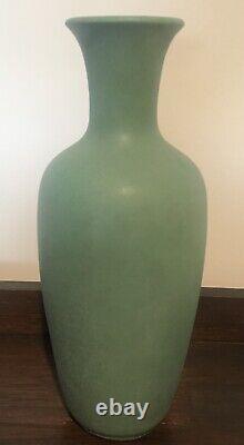 Antique Teco Pottery #64B Matte Green Tall Vase Nice Size