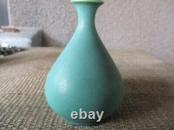 Antique Teco matte green vase, arts crafts mission period