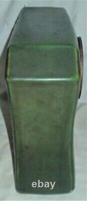 Antique USA Green Hampshire Pottery Mantel Clock Seth Thomas Arts Crafts Mission