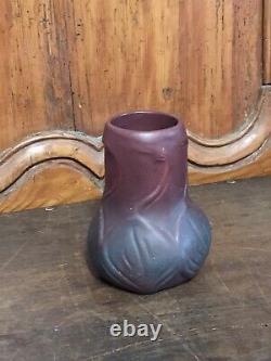 Antique Van Briggle Pottery 1920 Vase Arts & Crafts Matte Burgundy Blue 4 7/8