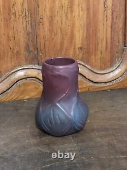 Antique Van Briggle Pottery 1920 Vase Arts & Crafts Matte Burgundy Blue 4 7/8