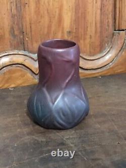 Antique Van Briggle Pottery 1920 Vase Arts & Crafts Matte Burgundy Blue 4 7/8