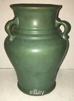 Antique Vase Matte Green Arts & Crafts Pottery Three Handle Dead Selden Bybee KY