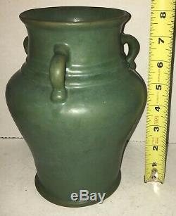 Antique Vase Matte Green Arts & Crafts Pottery Three Handle Dead Selden Bybee KY