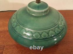 Antique / Vintage Green Art Pottery Squat 2 Light Table Lamp Arts & Craft