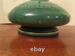 Antique / Vintage Green Art Pottery Squat 2 Light Table Lamp Arts & Craft