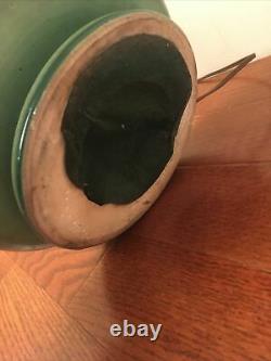 Antique / Vintage Green Art Pottery Squat 2 Light Table Lamp Arts & Craft