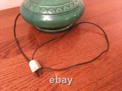 Antique / Vintage Green Art Pottery Squat 2 Light Table Lamp Arts & Craft