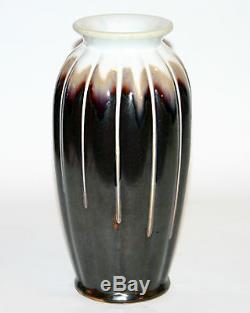 Antique Vintage Japanese Art Pottery Arts & Crafts Deco Lobed Flambe Drip Vase
