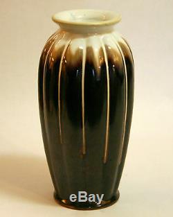 Antique Vintage Japanese Art Pottery Arts & Crafts Deco Lobed Flambe Drip Vase