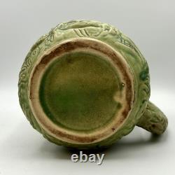 Antique WELLER Pottery Green Matte Marvo Pitcher 8 Palm Fronds 1920's