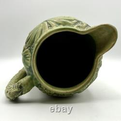 Antique WELLER Pottery Green Matte Marvo Pitcher 8 Palm Fronds 1920's
