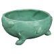 Antique Weller Arts & Crafts Fish Embossed Footed Green Pottery Bowl C1910