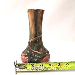 Antique Weller Baldin Bud Vase Arts & Crafts Vine Motif Mottled Glaze