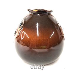 Antique Weller Floretta Vase Brown Glaze Raised Berry Arts & Crafts