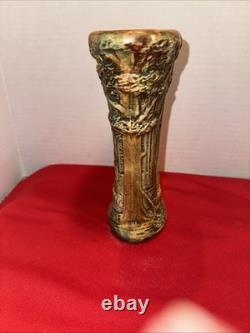Antique Weller Forest Footed Pillow Vase Arts Crafts Pottery 8in