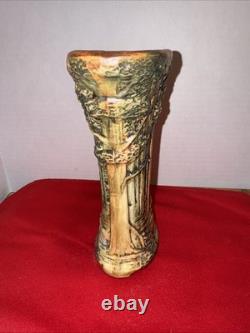 Antique Weller Forest Footed Pillow Vase Arts Crafts Pottery 8in