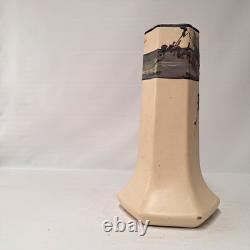 Antique Weller Hudson Pottery Octagonal Vase Hand Painted Floral Arts Crafts