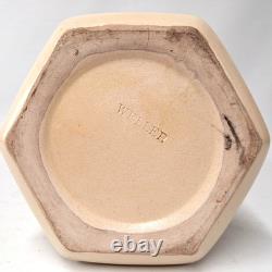 Antique Weller Hudson Pottery Octagonal Vase Hand Painted Floral Arts Crafts